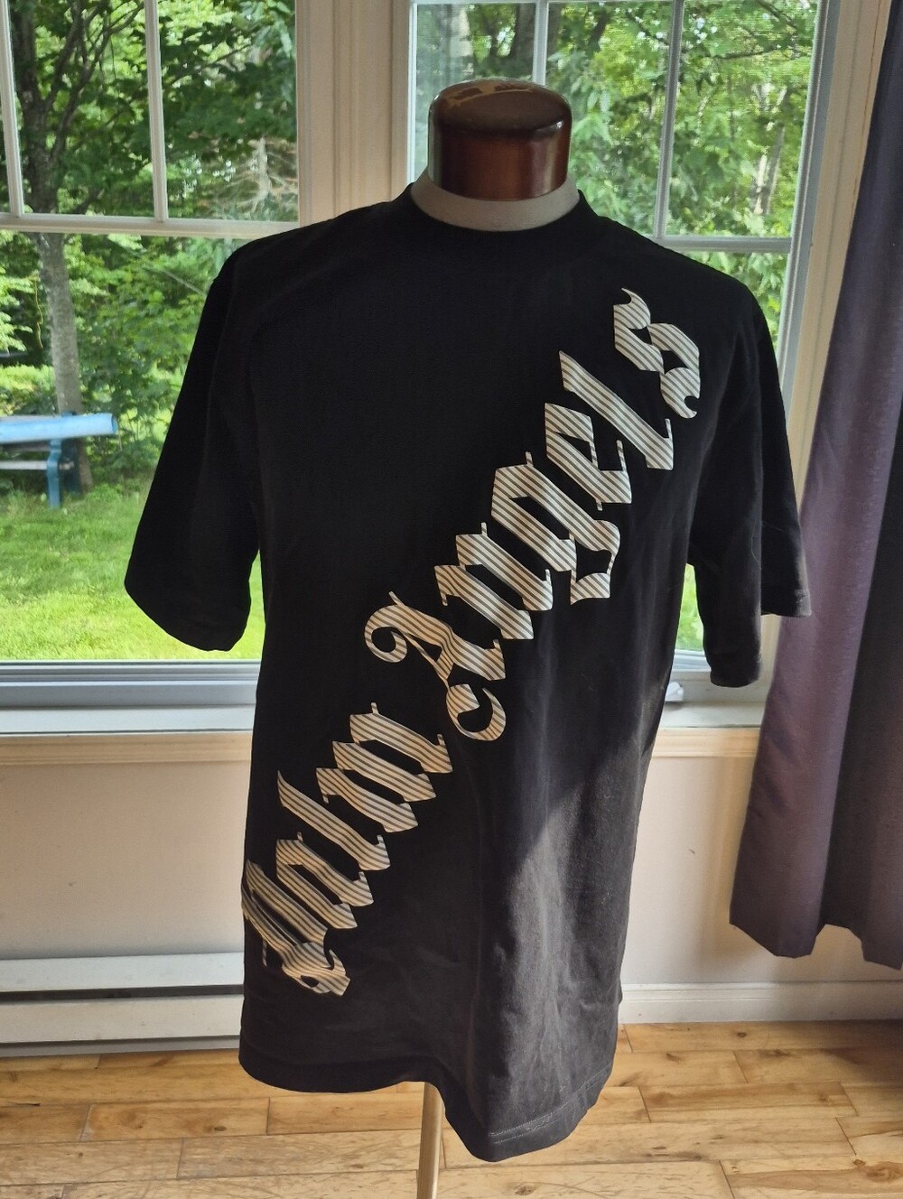 Palm Angels Black Graphic Diagonal Script Tee